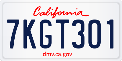 CA license plate 7KGT301