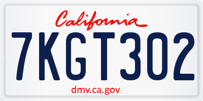 CA license plate 7KGT302