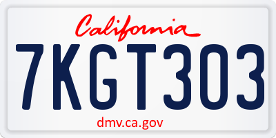 CA license plate 7KGT303