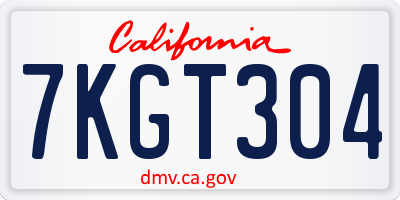 CA license plate 7KGT304