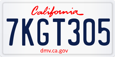 CA license plate 7KGT305
