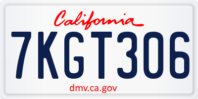CA license plate 7KGT306