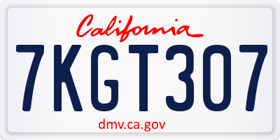 CA license plate 7KGT307