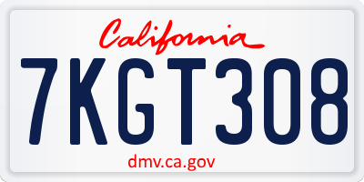 CA license plate 7KGT308