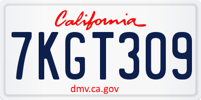 CA license plate 7KGT309