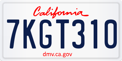 CA license plate 7KGT310