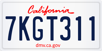 CA license plate 7KGT311