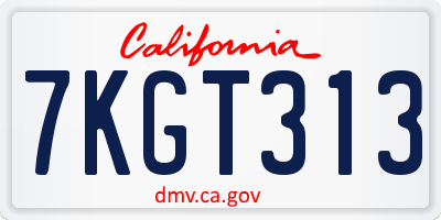 CA license plate 7KGT313