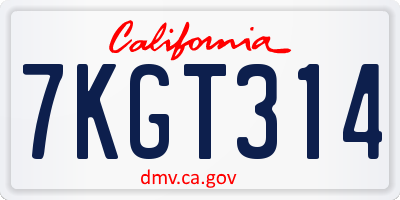 CA license plate 7KGT314