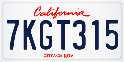 CA license plate 7KGT315