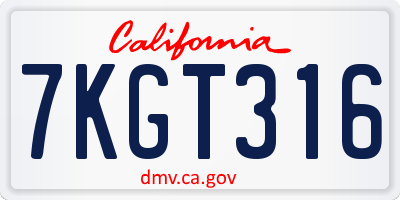 CA license plate 7KGT316