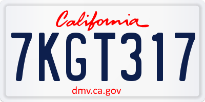 CA license plate 7KGT317
