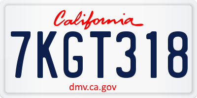 CA license plate 7KGT318