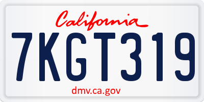 CA license plate 7KGT319