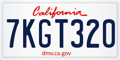 CA license plate 7KGT320