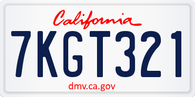 CA license plate 7KGT321