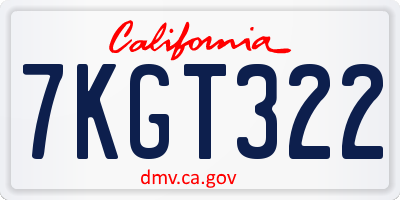 CA license plate 7KGT322