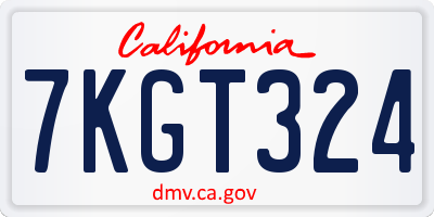 CA license plate 7KGT324