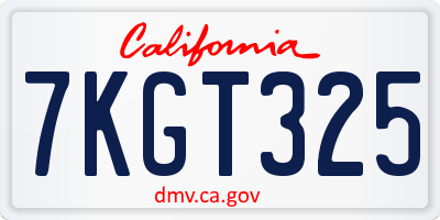 CA license plate 7KGT325