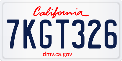 CA license plate 7KGT326