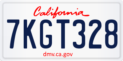 CA license plate 7KGT328