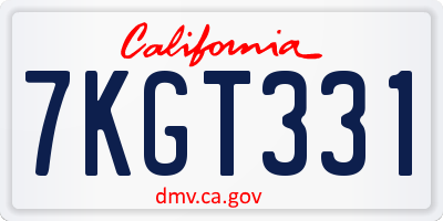 CA license plate 7KGT331