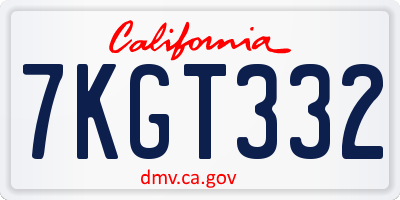 CA license plate 7KGT332