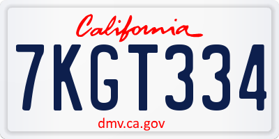 CA license plate 7KGT334