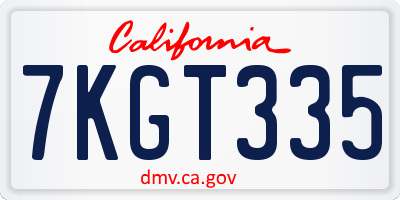 CA license plate 7KGT335