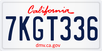 CA license plate 7KGT336