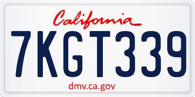 CA license plate 7KGT339