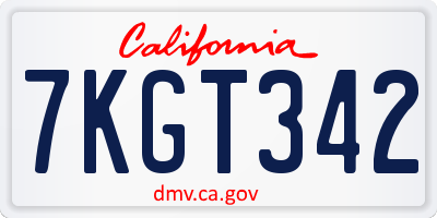 CA license plate 7KGT342