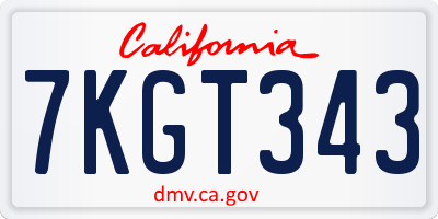 CA license plate 7KGT343