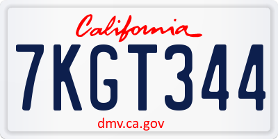 CA license plate 7KGT344