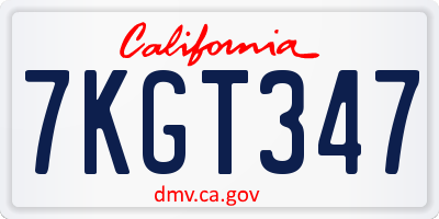 CA license plate 7KGT347