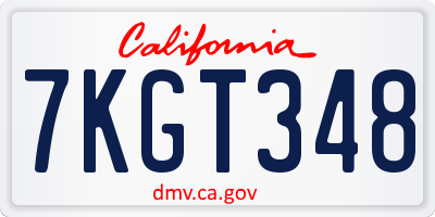 CA license plate 7KGT348