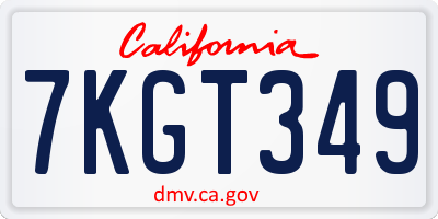 CA license plate 7KGT349