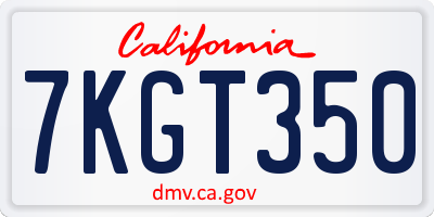 CA license plate 7KGT350