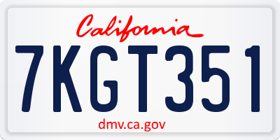 CA license plate 7KGT351