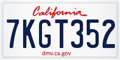 CA license plate 7KGT352