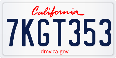 CA license plate 7KGT353