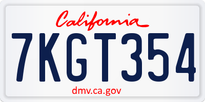 CA license plate 7KGT354