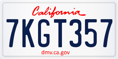 CA license plate 7KGT357