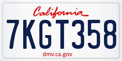 CA license plate 7KGT358