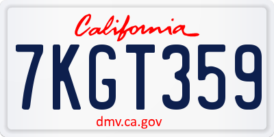 CA license plate 7KGT359