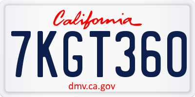 CA license plate 7KGT360
