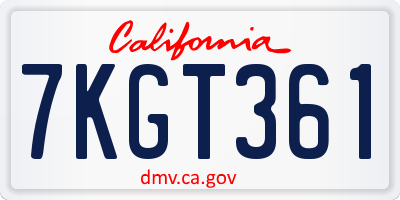 CA license plate 7KGT361