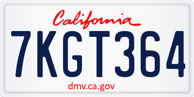 CA license plate 7KGT364
