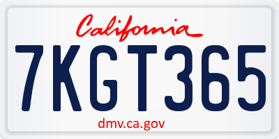 CA license plate 7KGT365
