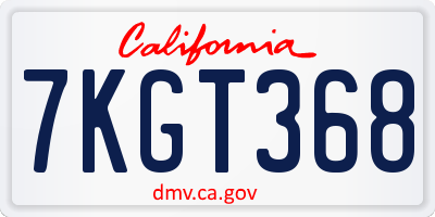 CA license plate 7KGT368